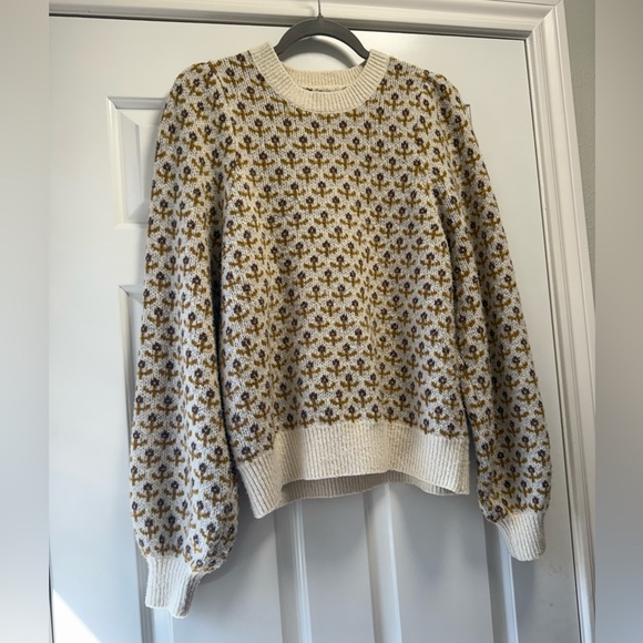 Rylee + Cru balloon sleeve sweater- ivory size Large - Picture 4 of 8